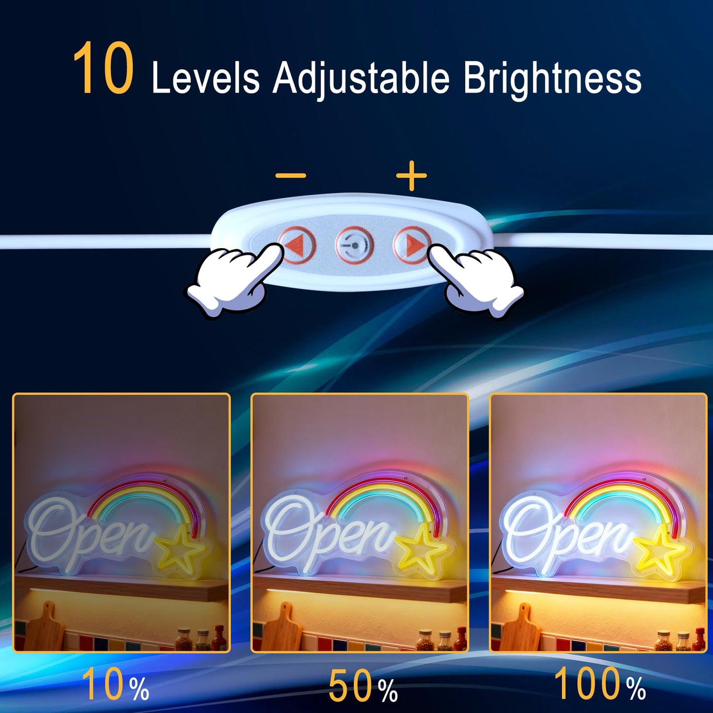Open LED Neon Sign, USB Powered Decorative Light Store Business Open Sign for Retail Shop Cafe Bar Home Wall Table Light Up Neon Decor 15.7 x 7.1 In