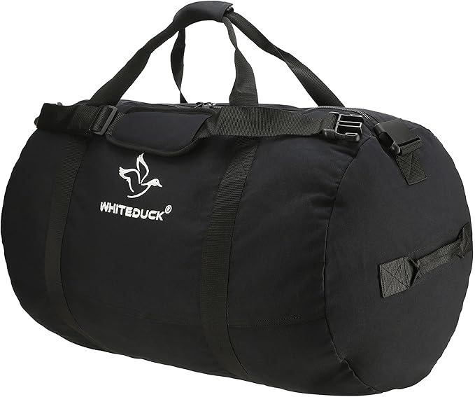 WHITEDUCK Heavy Duty Canvas Duffel Bag for Men and Women - Foldable Military Army Style Duffel Bag, with Full Length Zipper- Outdoors, Travel, Gym & Storage