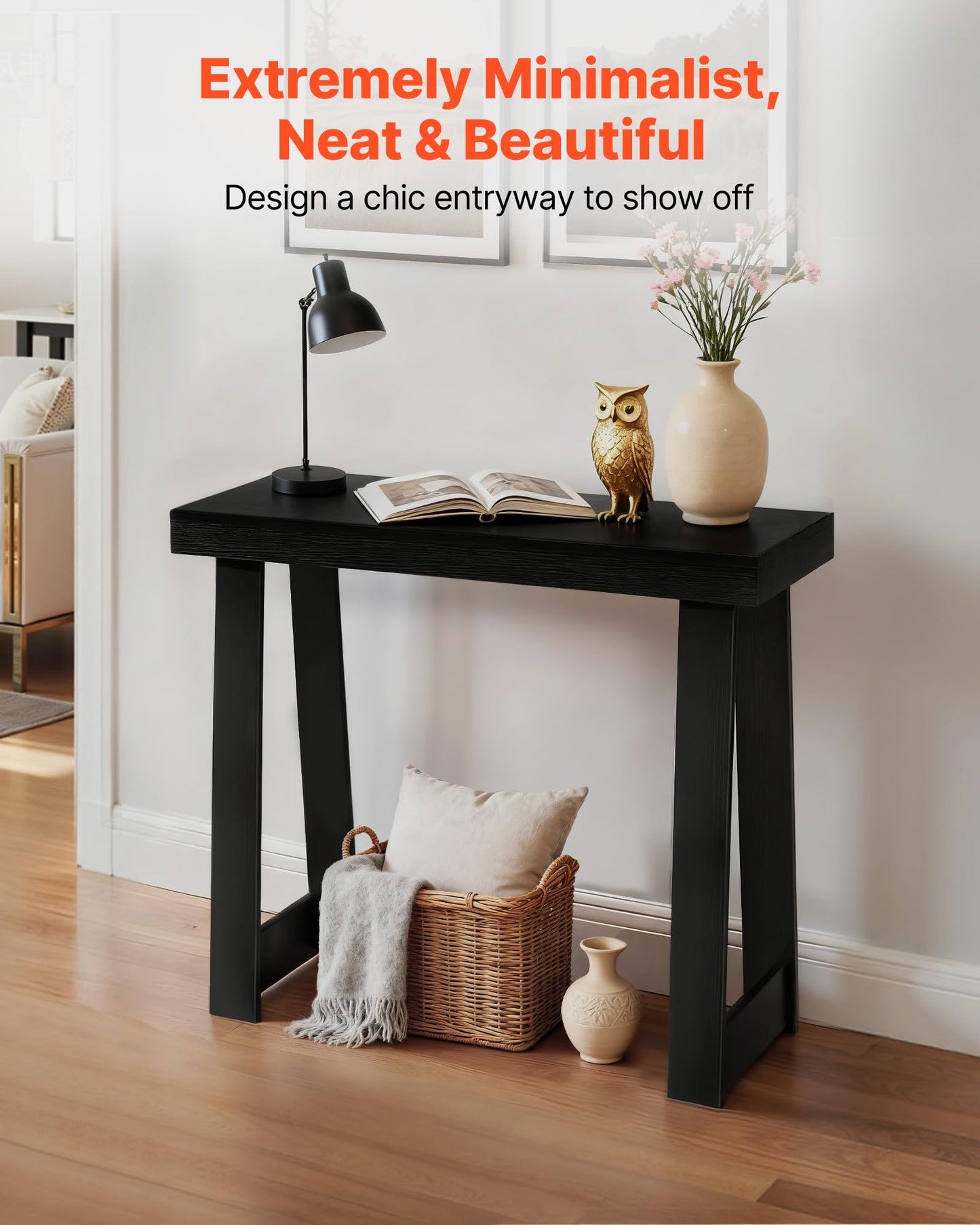 VEVOR Console Table, 36 Inch Entryway Table, Wooden Rectangle Hallway Table, Narrow Sofa Table Behind The Couch, Console Tables for Entryway, Hallway, Living Room & Bedroom