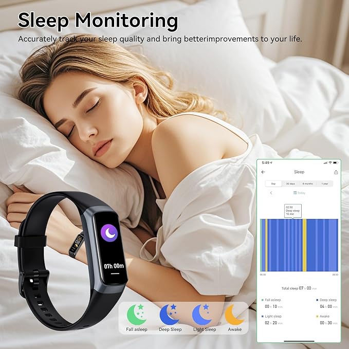 Fitness Tracker with 24/7 Heart Rate, Blood Oxygen Blood Pressure Sleep Monitor, Activity Trackers 5 ATM Waterproof,Step Calorie Counter Pedometer Health Smart Watch for Women Men (Dark)