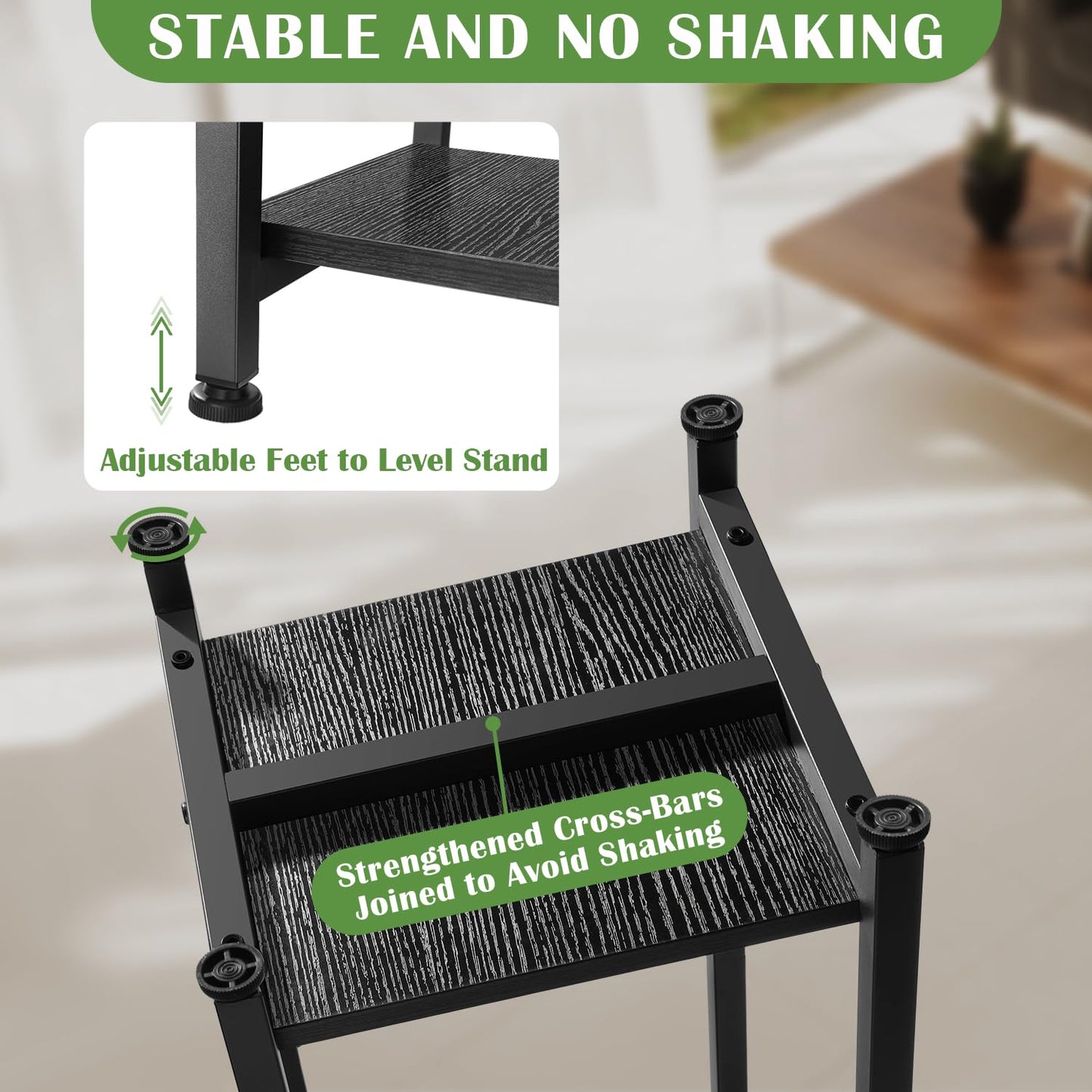 Dipion Extra Tall Plant Stand Indoor,40 Inch Plant Stands,2 Tier Metal Plant Stand with Heavy Duty Wood,Black