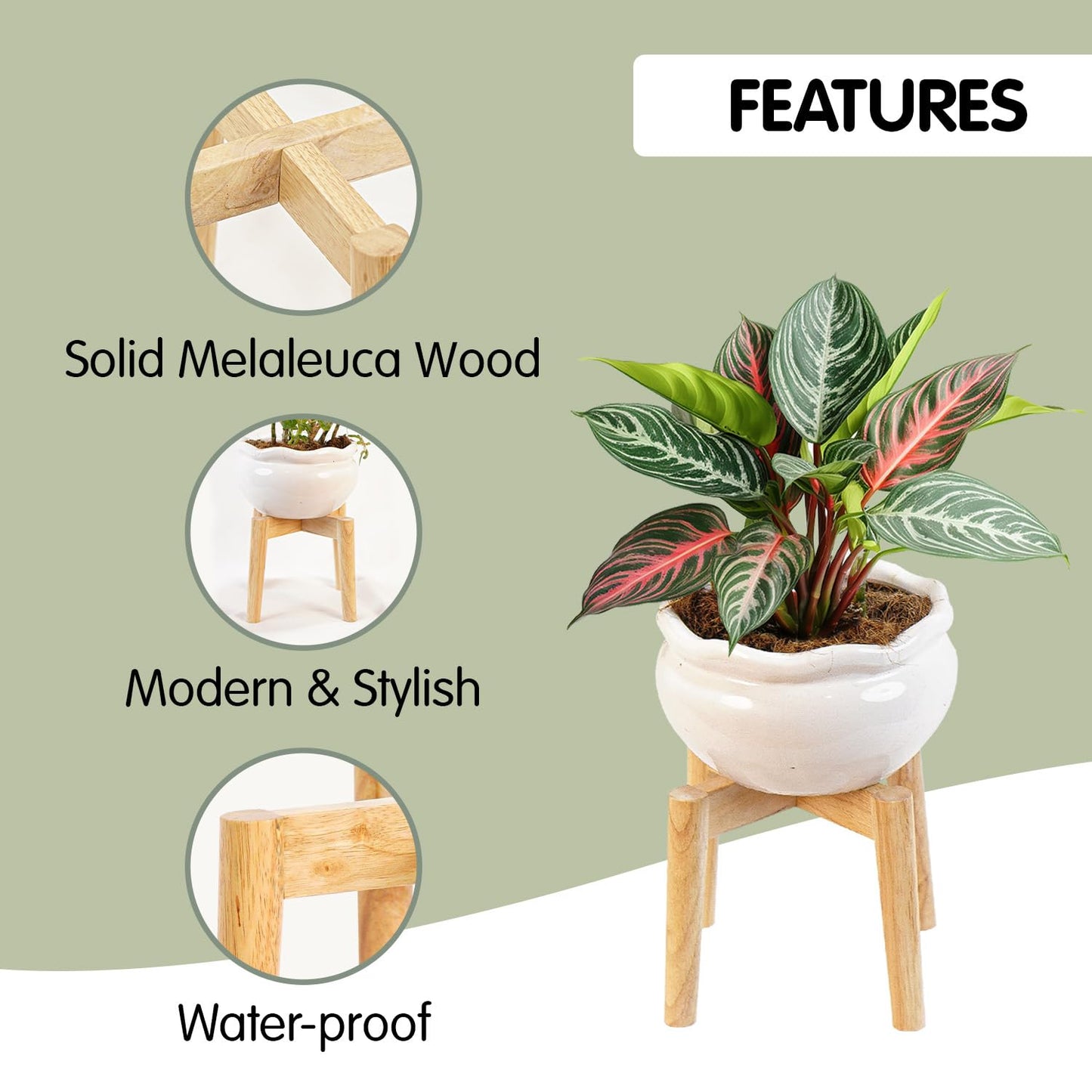 Nabytok Wood 7.5" x 9.8" Plant Stand Indoor Outdoor, Wooden Single Floor Plant Pot Holder, Natural Plant Stand, Assembly Required (Excluding Potted Plants)
