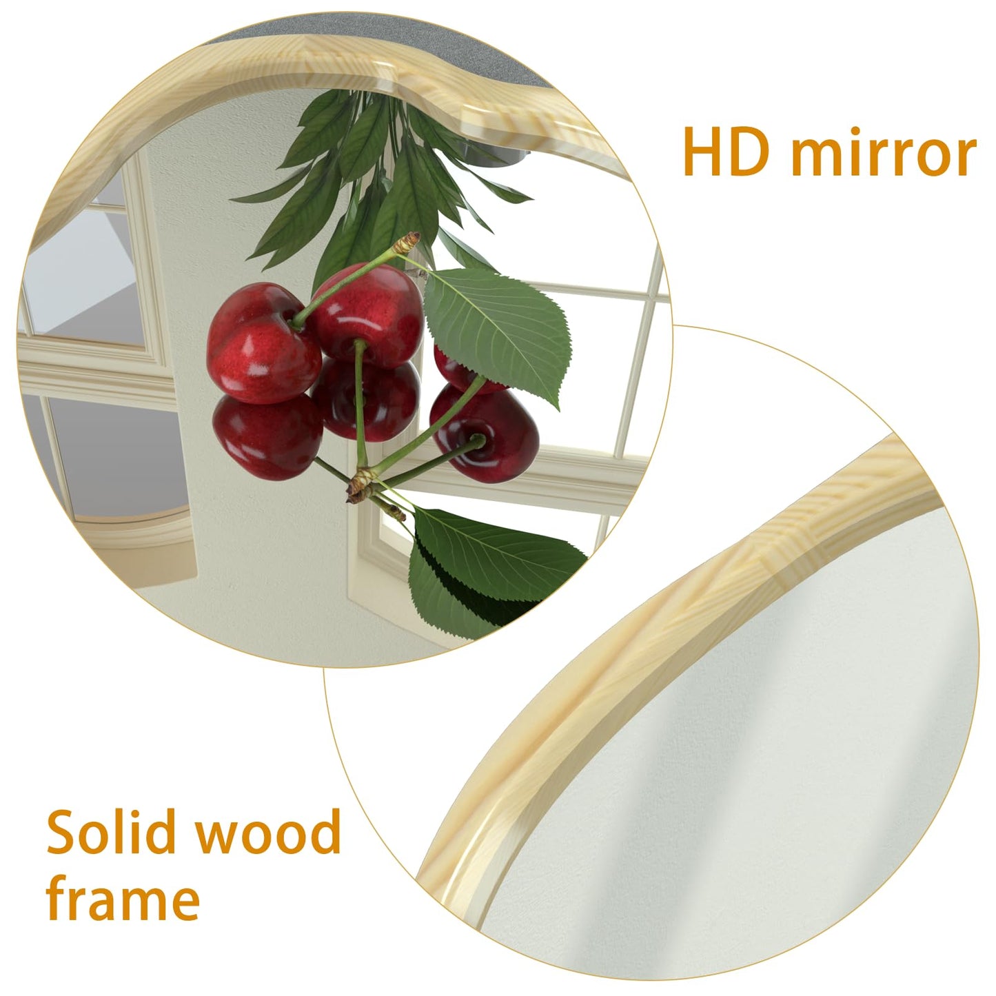 osemy 42"x 28" Irregular Wall Mirror, Natural Wood Framed Wall Mirror, Asymmetrical Wall Wavy Mirror for Living Room Bedroom Entryway Bathroom Modern Decorative Cloud Mirror Hanging Hooks