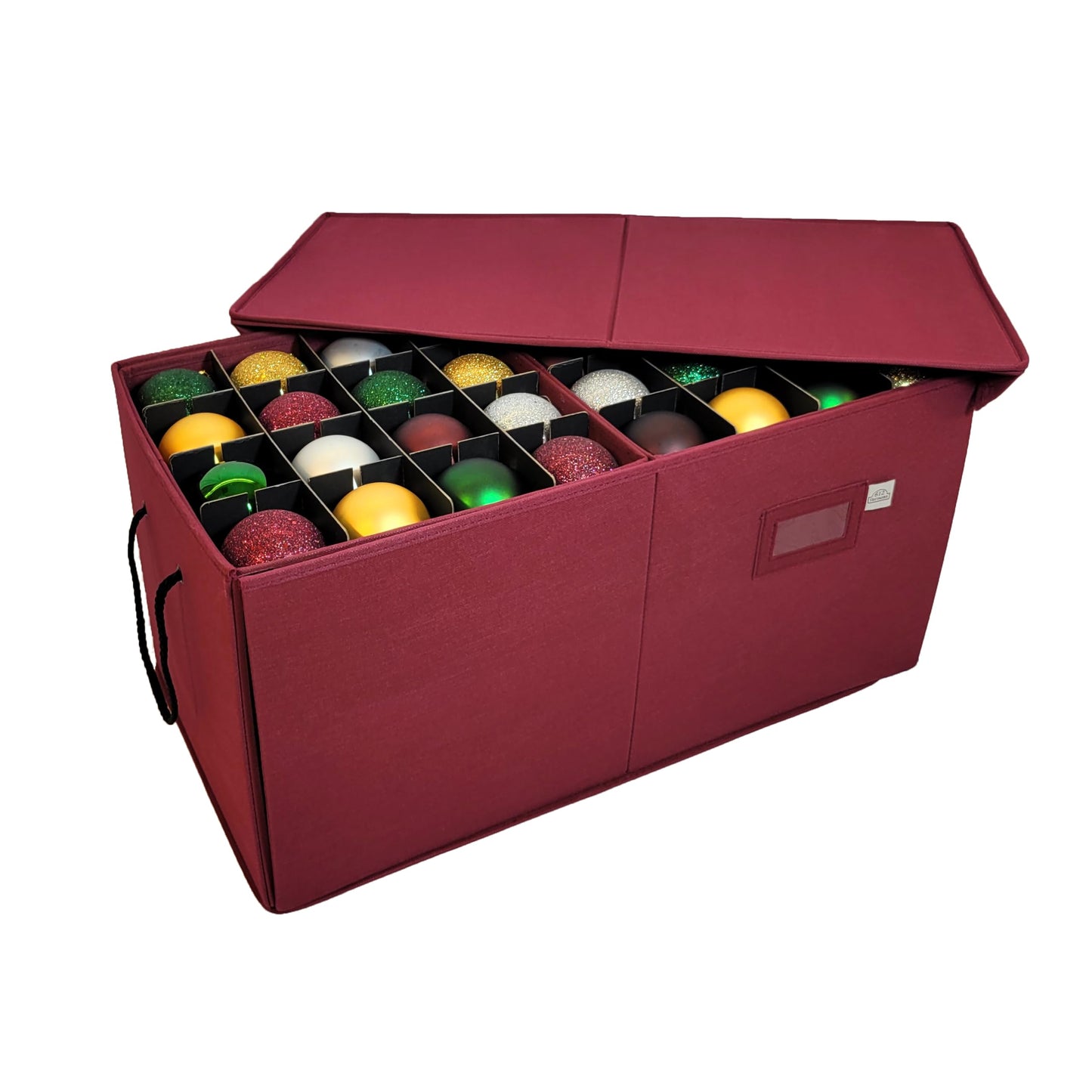 612 Vermont Christmas Ornament Storage Box with Adjustable Acid-Free Dividers, Holds 128 – 3 Inch Ornaments (SB-40043-VT)