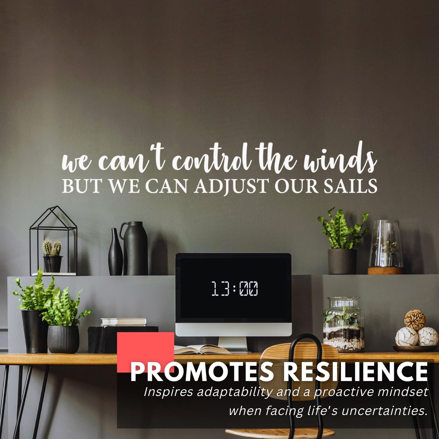 My Vinyl Story - We Can't Control The Wind Wall Decal - Inspirational Sticker Quote, Motivational Vinyl Word Art Decor for Home Office, Classroom, Affirmation, Removable (Black, 42x8 inches)
