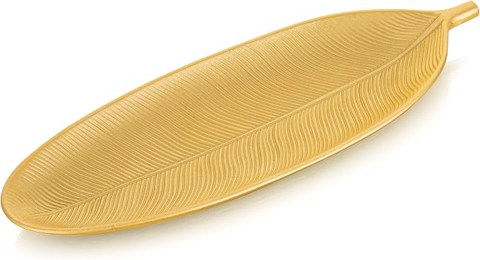 Hanobe Decorative Bowls for Home Decor: Leaf Shaped Wood Key Tray Entryway Decor Leaves Bowl for Fireplace Mantel, Gold