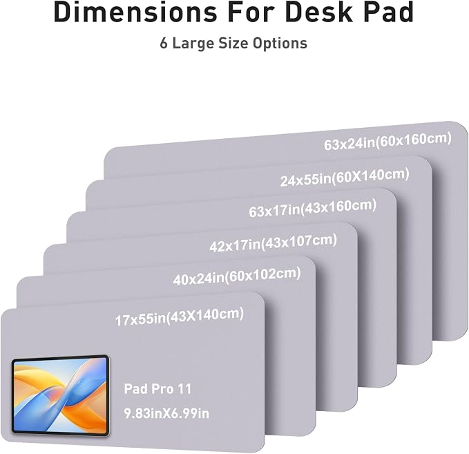 Aothia Faux Leather Desk Mat - Large Mouse Pad, Non-Slip PU Leather Blotter, Waterproof Writing Surface for Office and Home (Smoky Lavender, 42" x 17")