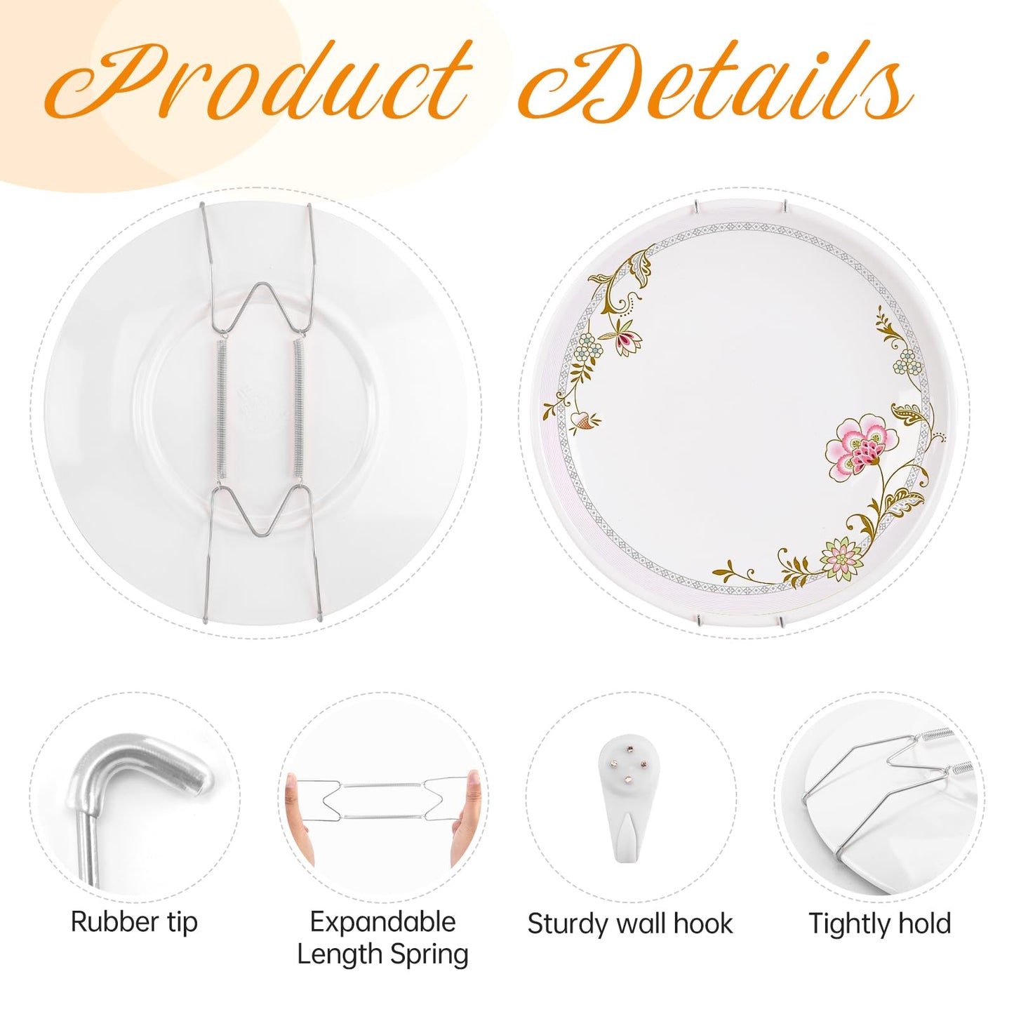 Bilillo Plate Hangers for The Wall, Suitable for 12-16 inch Decorative Plate, Stainless Steel Invisible Heavy Duty Wire Plate Holder with Wall Hooks, Plate Hangers for Displaying Plates, Silver