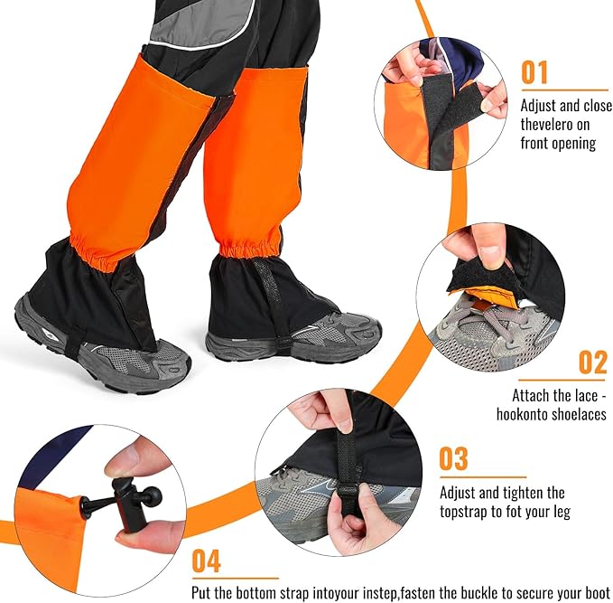 INNOLIFE Unisex Waterproof Snowproof Outdoor Hiking Walking Gaiters Climbing Hunting Snow Legging Leg Cover Wraps