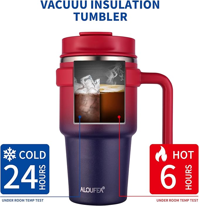 20 oz Insulated Coffee Mug Tumbler with Handle, Stainless Steel Travel Mug Tumbler with Lid and Straw,Double Wall Vacuum Leak Proof Ice Coffee Thermal Cup, Dark Rainbow