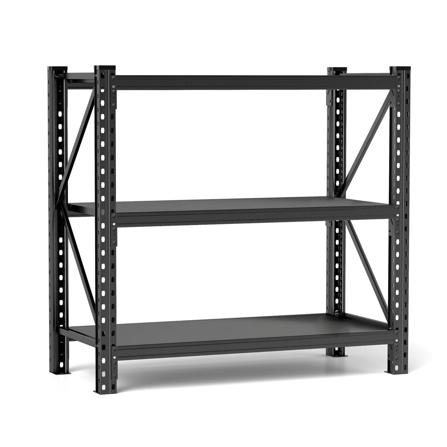 AceBeSaying 3 Tier Industrial Heavy Duty Steel Shelving Unit 4300LBS Capacity Adjustable Garage Storage Rack for Warehouse Tool Room Basement Commercial Boltless Black