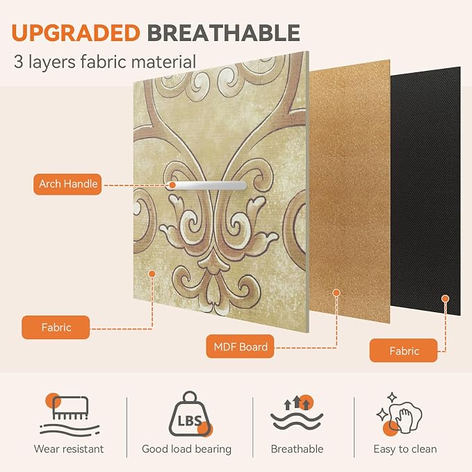 Sweetcrispy 4 Drawer Fabric Dresser Storage Tower Nightstand Chest | Small bedroom dresser and nightstand with sturdy frame,Perfect for closet,entryway,dorm,Easy assembly,Floral Painted