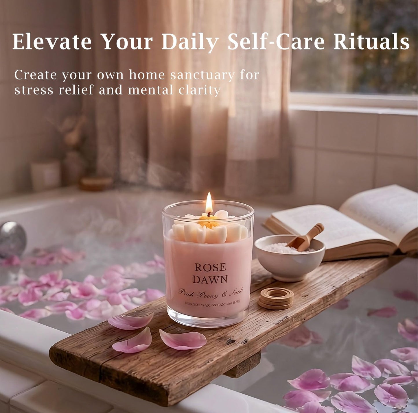 Scented Candles for Women - 24oz Aromatherapy Natural Soy Candles, Unique Floral Design, Relaxation Gifts for Mother’s Day, Birthday & Home Decor