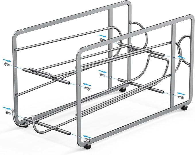Canyave Soda Can Organizer Storage Rack, 2 Pack Stackable Beverage Soda Can Dispenser Organizer Holder for Refrigerator, Cabinet, Pantry (Silver)