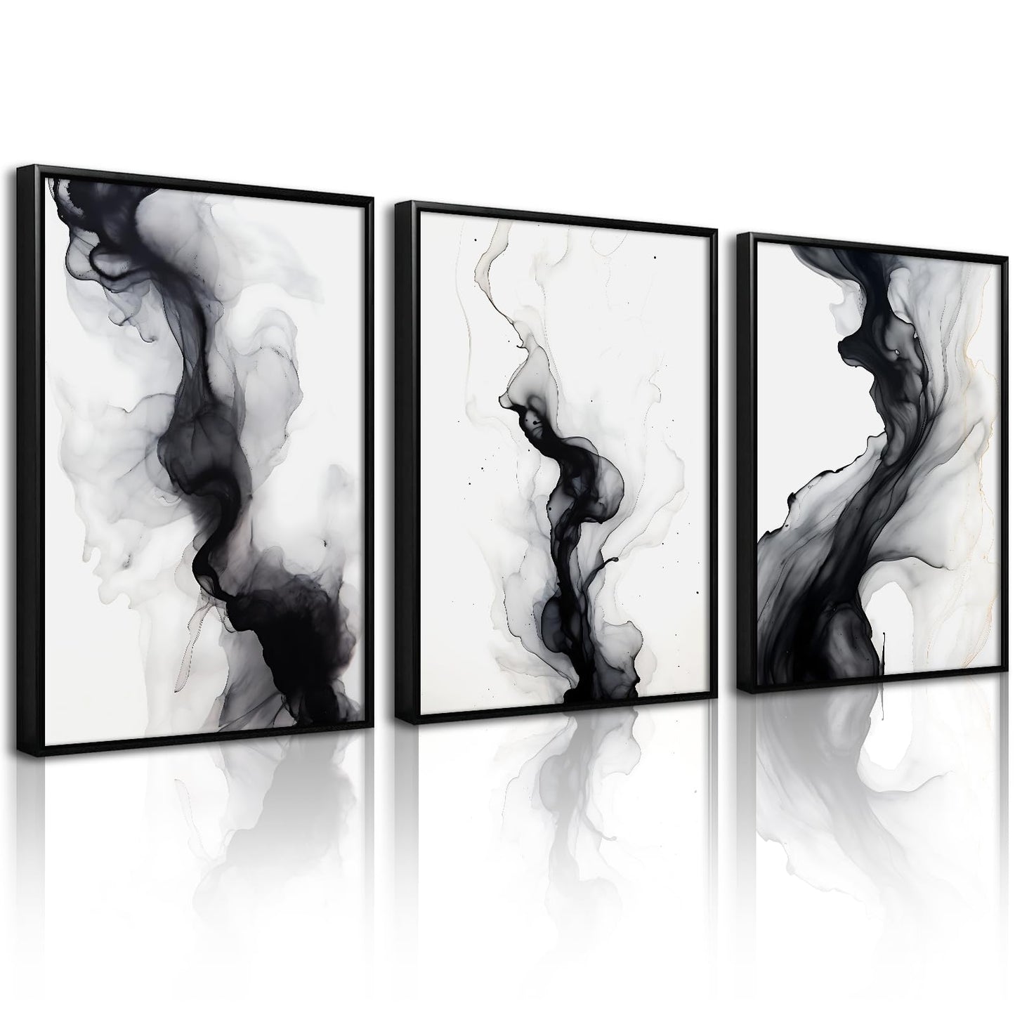 Black White Abstract Wall Art Decor Gray Modern Wall Art Minimalist Canvas Painting Black White Grey Pictures Poster Abstract Prints Artwork for Living Room Bedroom 12x16 Set of 3 Inch Unframed
