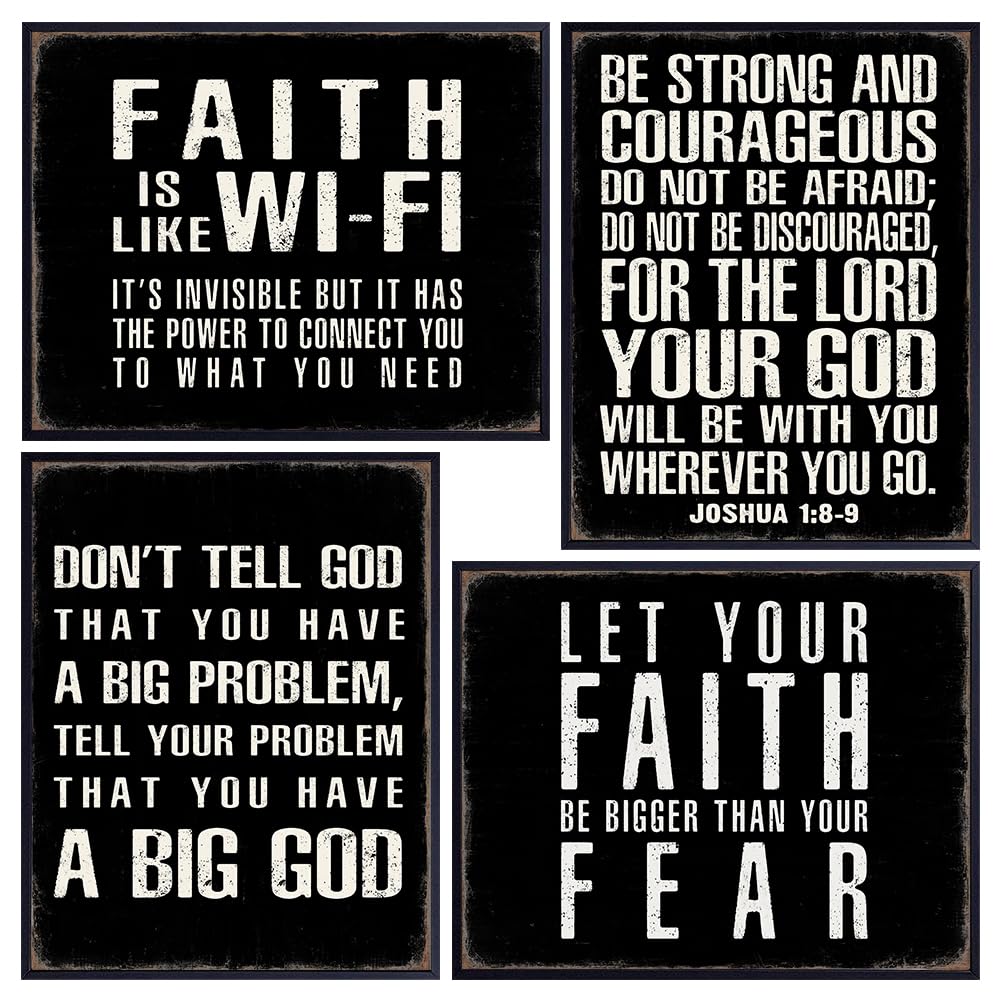 Bible Verse Quotes Wall Decor - Inspirational quote Christian Gifts for Men - Christian Wall Art - religious Signs - Scripture Decor - God Decoration - spiritual positive Motivational poster Set