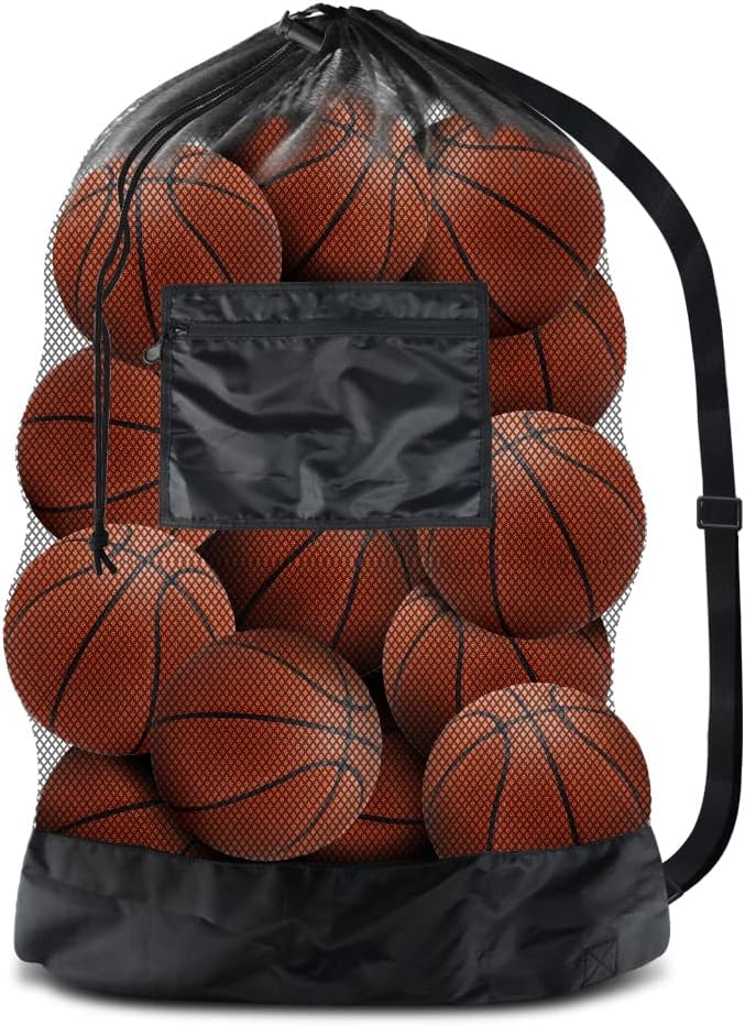 Ball Storage Net Bags, Sports Equipment Organizer for Garage/Outdoor/Pool/Gym/Beach, Drawstring Mesh Bag for Basketball/Football/Soccer/Volleyball/Swimming Gear/Toys