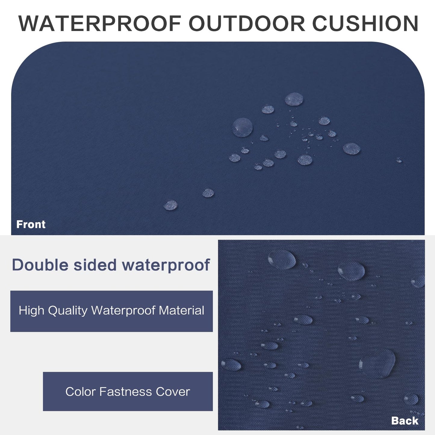 YIJIAN HOME Outdoor Bench Cushion 48 x 18 x 4 Inch, Memory Foam Patio Bench Cushion for Outdoor Furniture Waterproof, Porch Swing Pad with Handle and Adjustable Strap, Navy