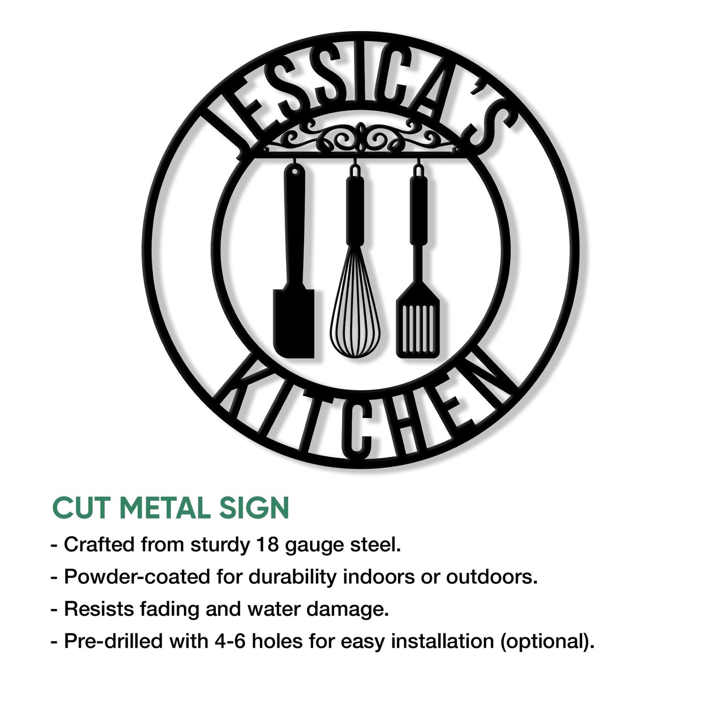 Personalized Kitchen Metal Sign, Chefs Hanging Sign Outdoor Porch Welcome, Custom Name Wall Fence Yard Patio Home Office Decor, Birthday Backyard BBQ Grill, Gifts for Mom, Grandma, Women, Bakers