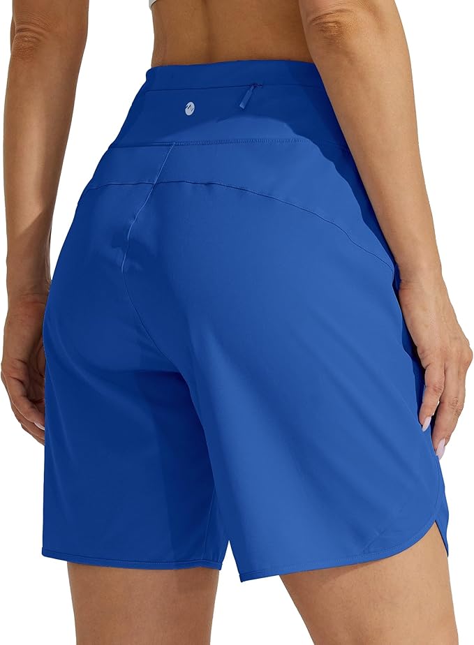 Willit Women's 7" Athletic Running Shorts Long Workout Hiking Shorts Quick Dry High Waisted Active Zipper Pocket(Small)
