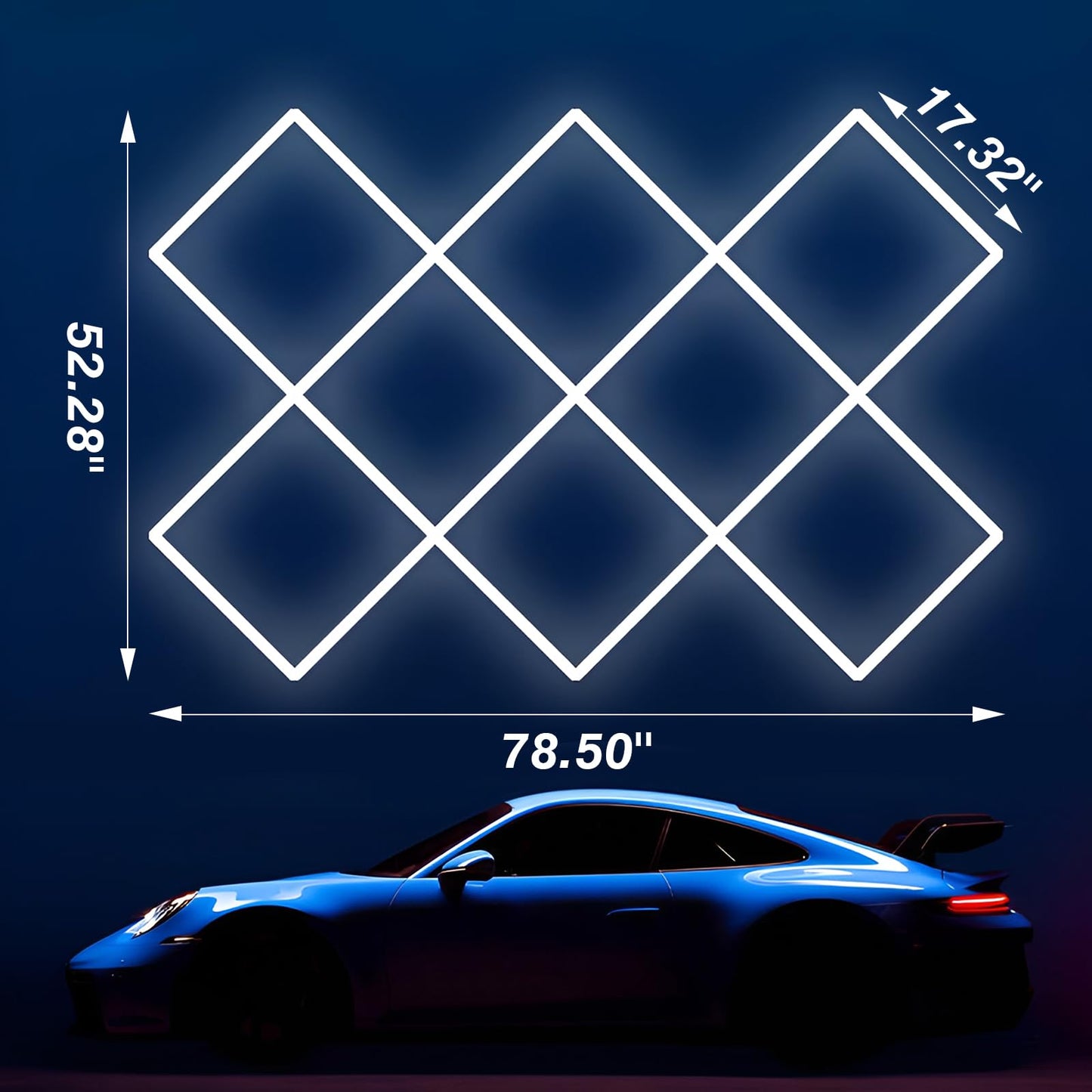 Ofenrd Hexagon LED Garage Lights 8 Hex Ultra-Bright Strip Lights New Updated Diamond Commercial Lighting for Garage Car Detailing Barber Shop Gym Warehouses Basement.