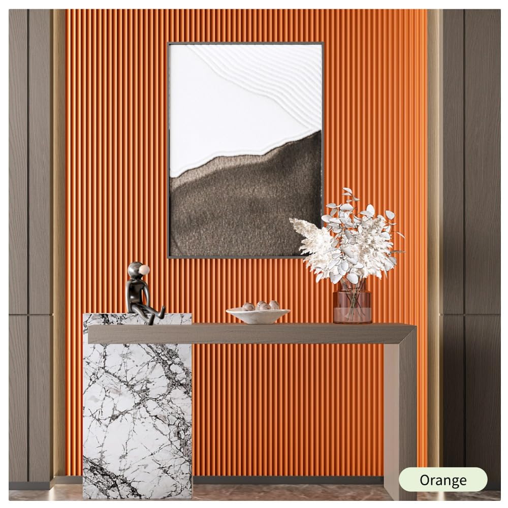 NovaGrid Board 2PCS 3D Acoustic Slat Wall Panels Circle Design Fluted Textured Panel for Interior Wall Decor 118"x6" (Orange)