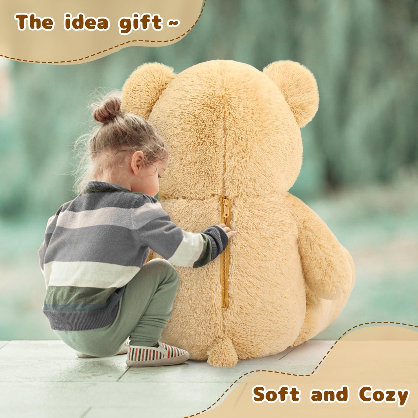 MaoGoLan Giant Teddy Bear 4 Feet,Adorable and Cuddly Big Bear Stuffed Animal 47", Classic Teddy Bear Plush Gift Decoration for Baby Shower,Party,Birthday,Valentines Day,Tan