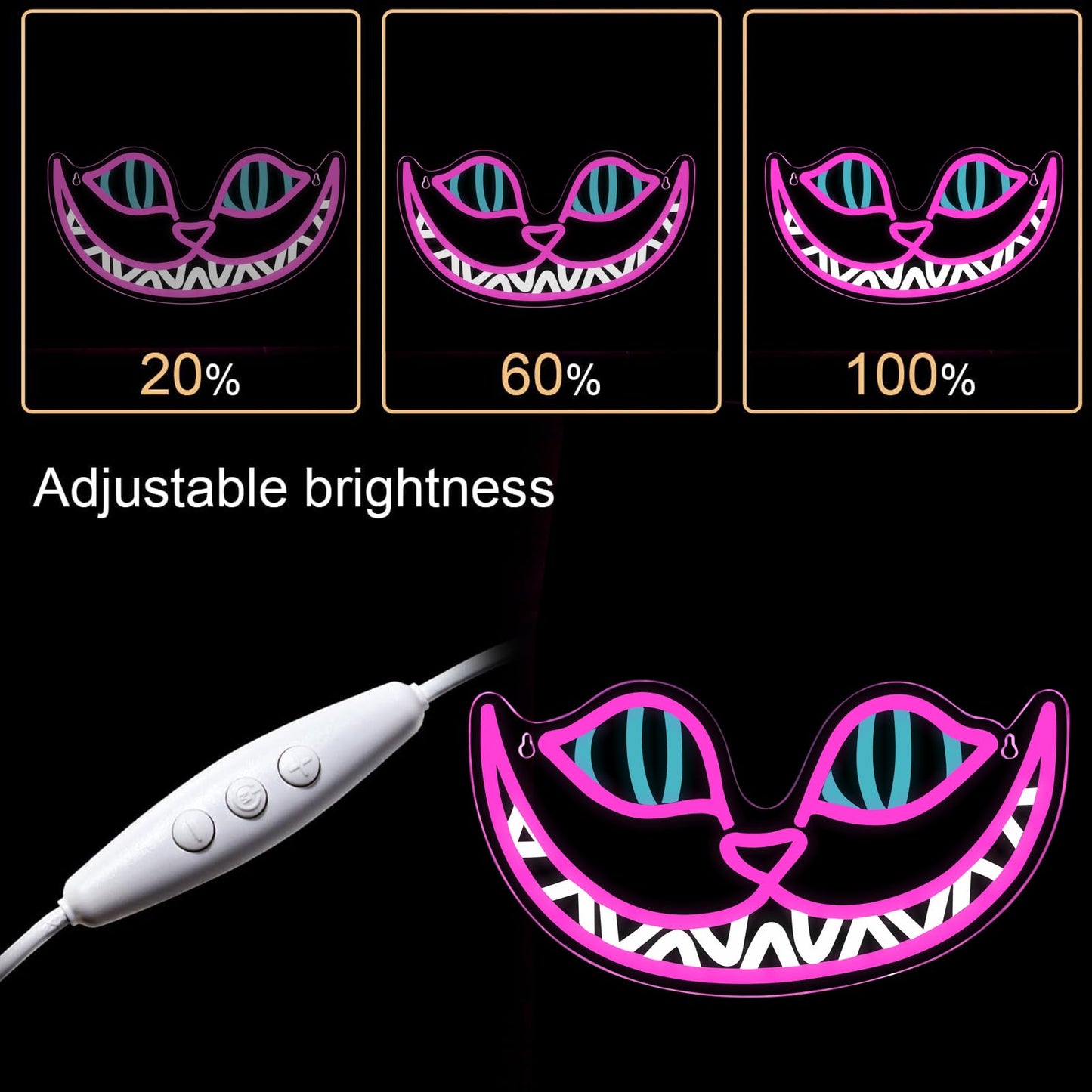 Cheshire Cat Neon Signs Alice in Wonderland Neon Light for Wall Art Decor, Smile Cat LED Lights for Dimmable LED Lights for Bedroom Man Cave Party Bar Background Decoration Birthday Gifts