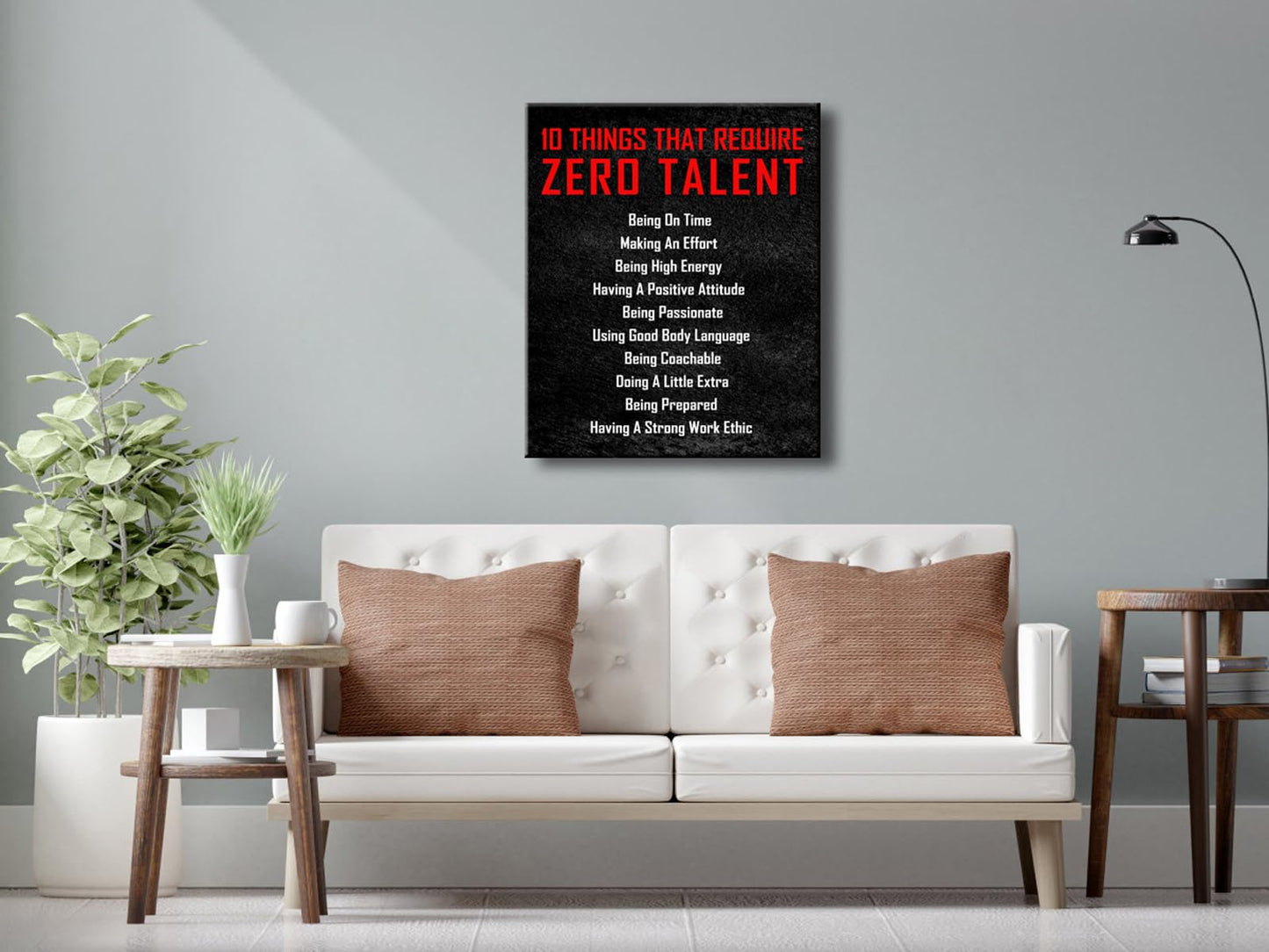 Pyradecor Large Motivational 10 Things that Require Zero Talent Office Positive Quotes Inspirational Poster Canvas Prints for Classroom Living Room Home Decorations