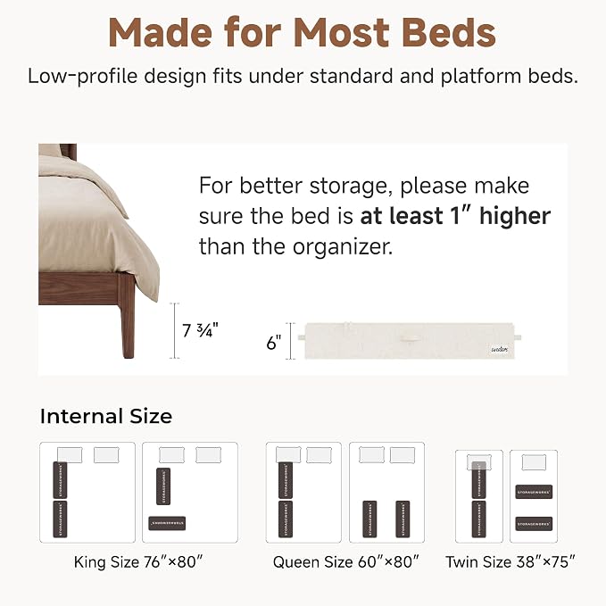 StorageWorks Under Bed Storage Containers - Large Underbed Storage with Handles and Label Holder, 2 Pack Ultra-thick Fabric Underbed Bins, Closet Organizer for Clothes, Blankets, Sweater