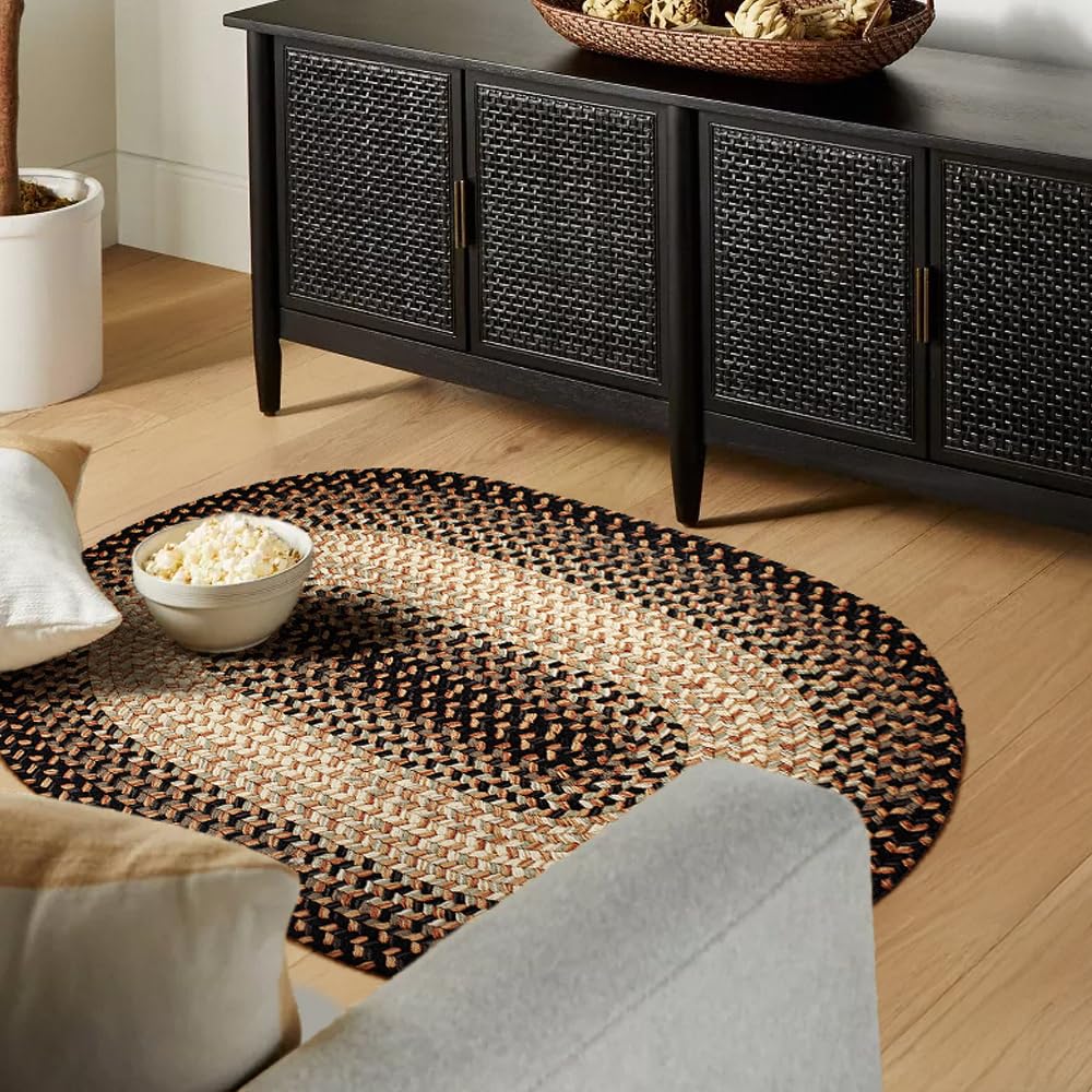 RRI Home Decor EastEnd EL83 Charcoal 2' x 3' Oval - Braided Area Rug, Home Decor, Floor Mat or Bedroom Rug - Easy Care, Ideal for High Traffic Areas in Hallway and Living Room - Made in USA