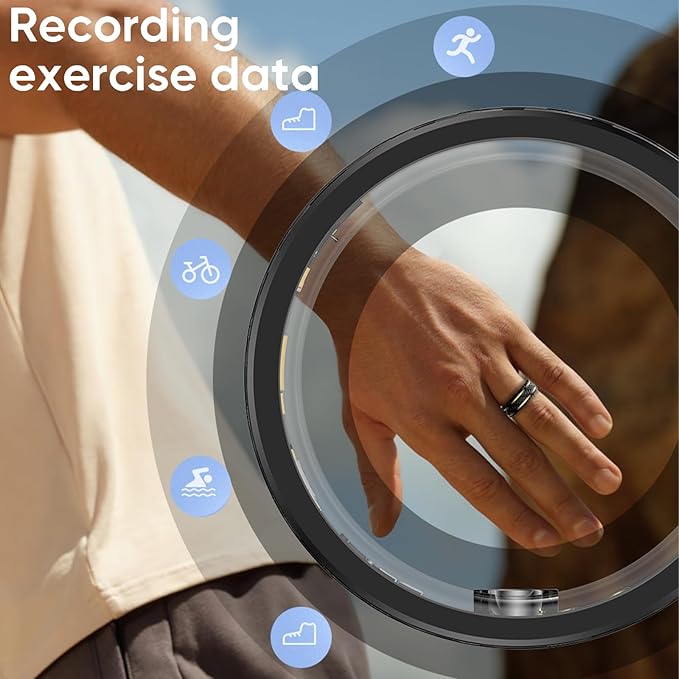 Loluka Smart Ring with Step Tracker Health Tracker with Sleep Monitor Heart Rate Monitor Family Care Fitness Ring Fitness Tracker No Subscription Fee for Android iOS Black 11