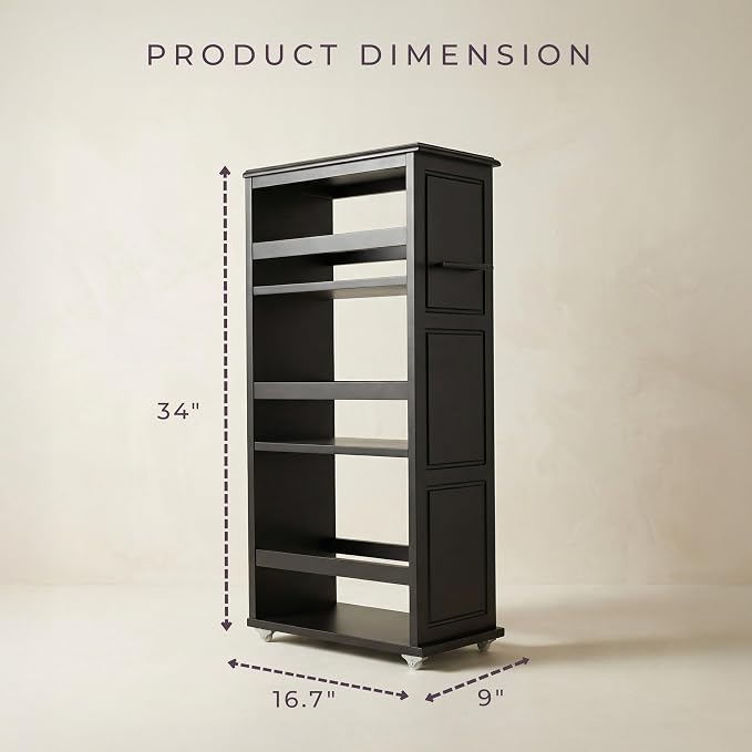 Lavish Home 3-Tier Slim Rolling Storage Cart - 16.7” x 9” Narrow Rolling Cart with Handle and Wheels for Bathroom, Laundry Room, and Kitchen Organization - Pull-Out Home Organizers (Black)