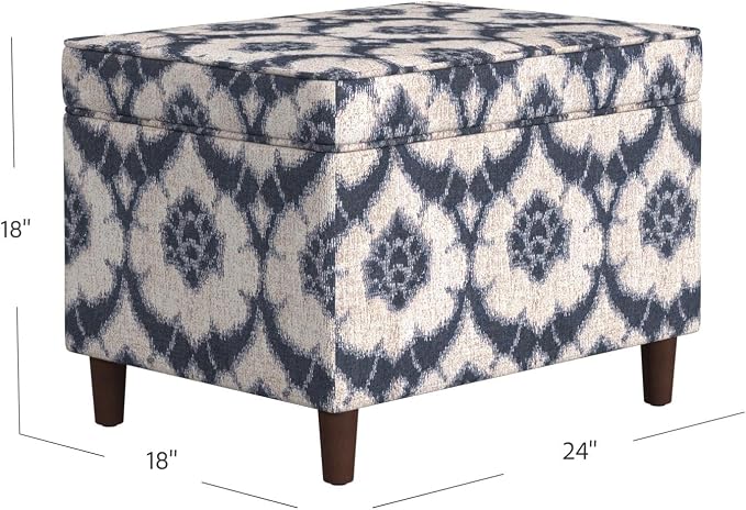 Spatial Order Home Decor | Dinah Collection Modern Storage Ottoman | Ottoman with Storage for Living Room & Bedroom(Blue Medallion Print)
