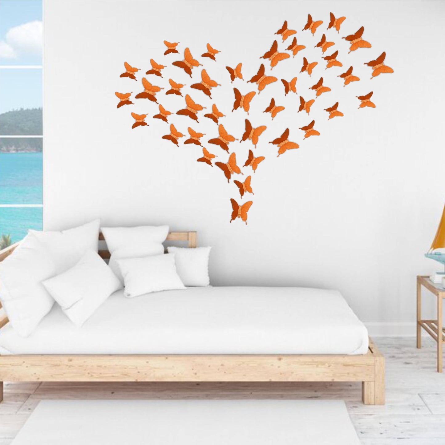 Glitter 3D Butterfly Wall Stickers – Orange Sparkle Butterfly Decals for Home Wall Décor, Bedroom, Living Room, Party Decorations, DIY Wall Art, Removable Peel and Stick Stickers