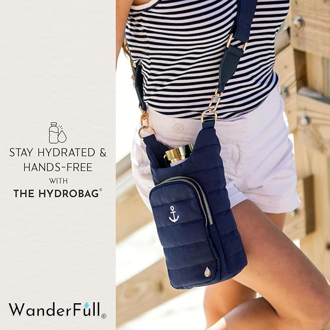 WanderFull® Original HydroBag® Collection, Water Bottle Holder w/Strap & Phone Pocket, Hands-Free Crossbody Water Bottle Bag