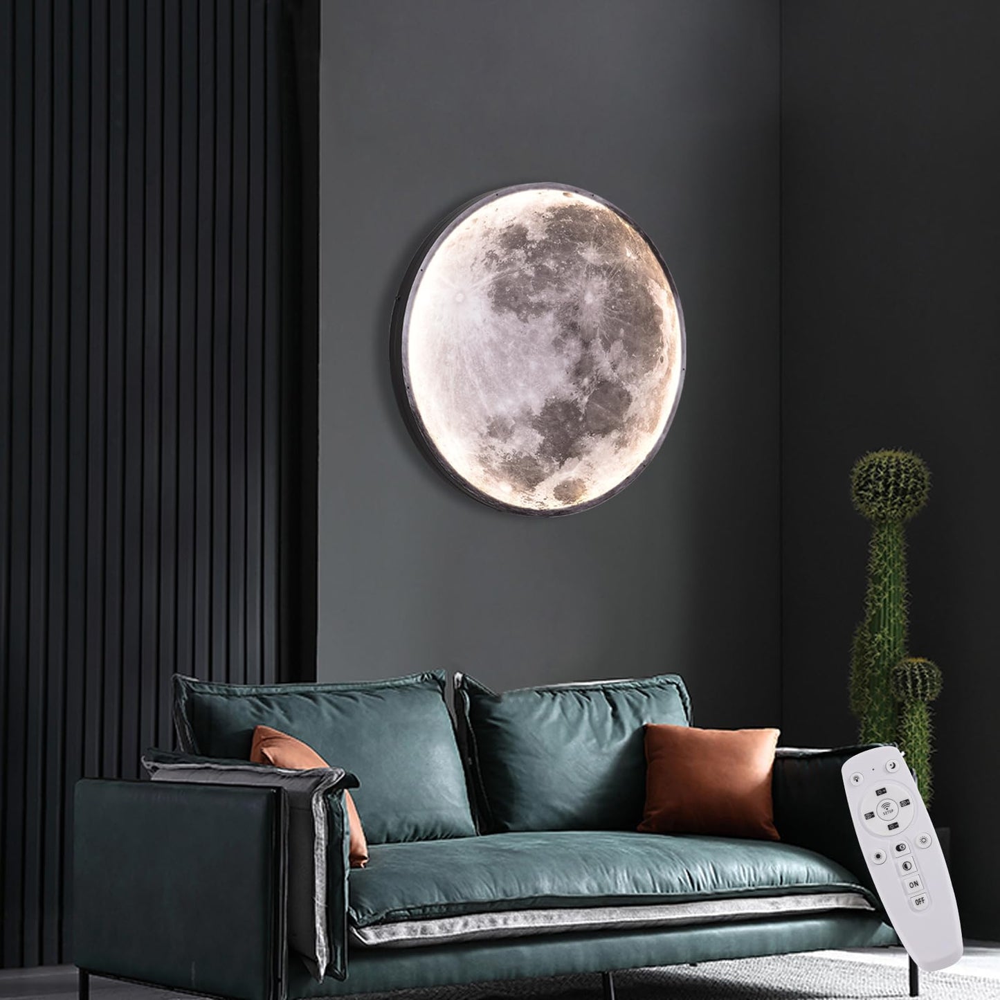 RRDEFSD 3D Moon LED Wall Lamp Modern Art Deco Lighting, Remote Control Lighting with 3 Colors Changing, Acrylic Lamp for Living Room Bedroom (9.5in)
