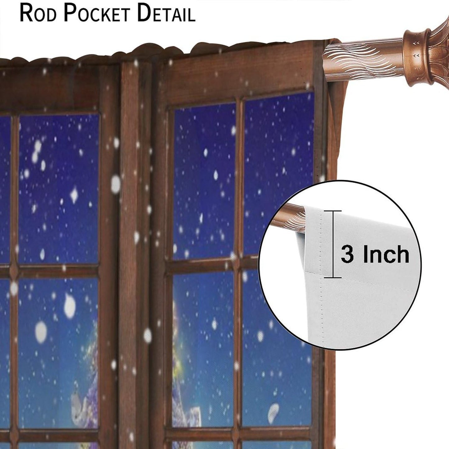 JESTRONRY Winter Christmas Curtains, Winter House Christmas Tree Snow Scenery Seasonal Xmas Nature Theme,Blackout Rod Pocket Window Drapes for Living Room Bedroom Bathroom W42xL45in