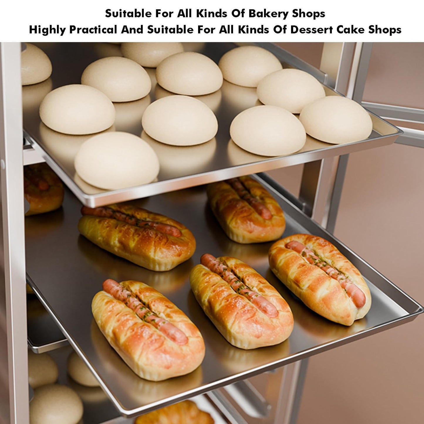Quick Rack for Baking Pans,Large Rolling Bread Rack, 12-Tier Commercial Baking Rack for Home & Restaurant, Space-Saving Bread Pan Stand (129x46x60cm) - Perfect for Fast Baking!
