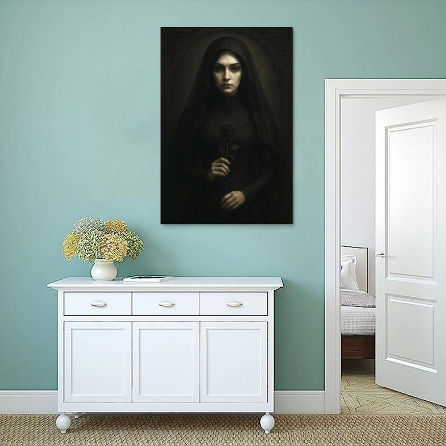 Featuring A Woman Wearing A Black Headscarf Poster Gothic Art Poster Print Modern Decorative Wall Artwork for Home And Office High Definition Print Poster Unframe-style 12x18inch(30x45cm)