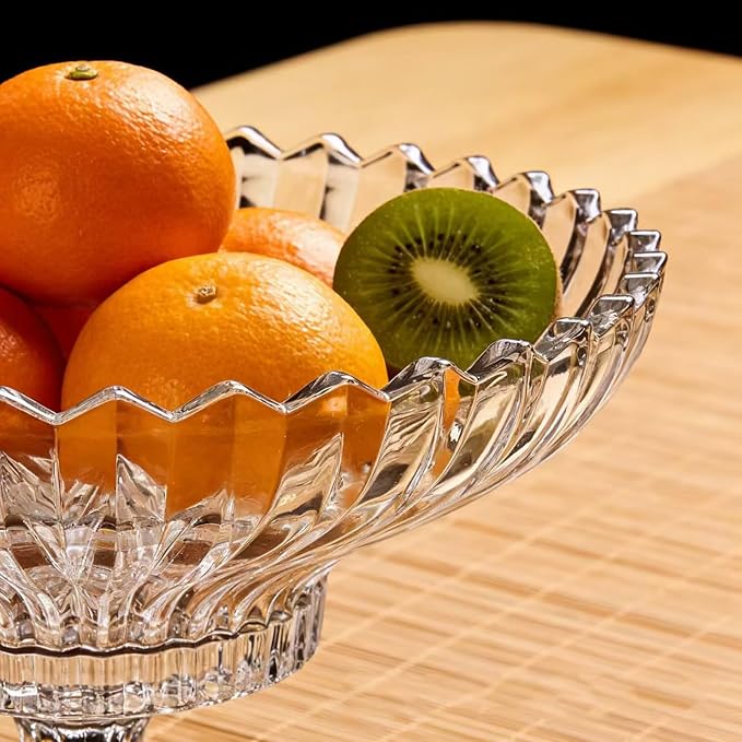 Glass Fruit Bowl or Decorative Bowl, used for Kitchen counter or living room center table decoration, 12.5inch Fruit Bowl or Center Bowl (White)