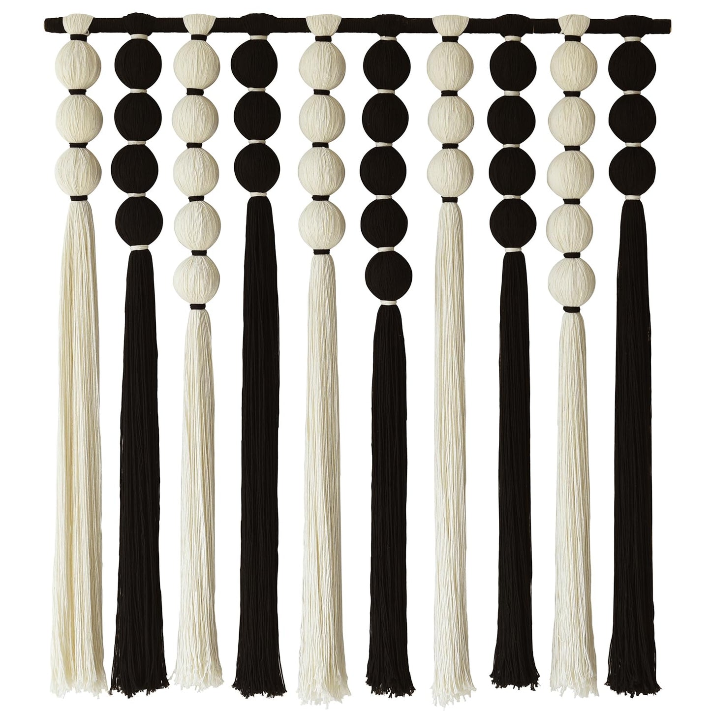 IOWER Large Macrame Wall Hanging Macrame Wall Decor Black and White Sphericity Cotton Textile Wall Hanging Boho Wall Decor Art Fiber Yarn Art Handmade 39" Wx39 L