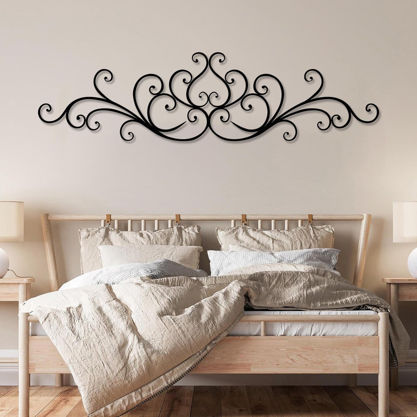 Hotuijxca Scroll Metal Wall Decor, Scroll Metal Wall Art, Rustic Iron Wall Decor for Living Room, Bedroom, Office(Black,35" x 9" / 90 x 23 cm)