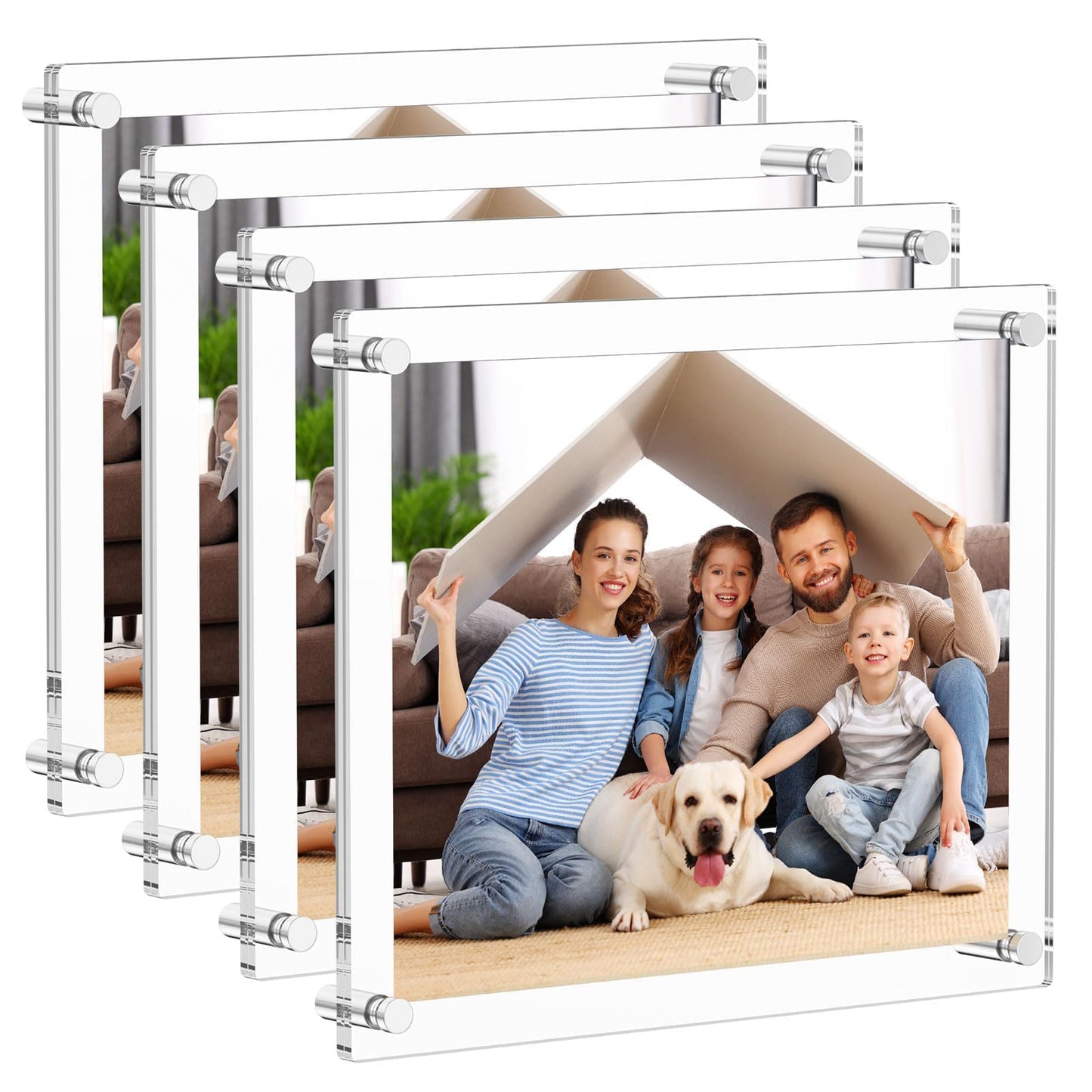 AITEE 8.5x11 Acrylic Picture frame 4 Packs,Modern Hanging Transparent Lucite Square Frames for Photo Diploma Degree Certificate Art Wedding Gallery Display, Double Panel