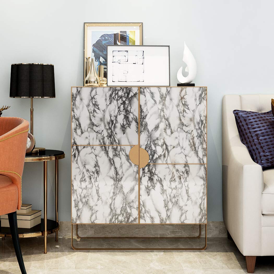 LaCheery White and Gray Marble Contact Paper for Bathroom Countertops Removable Glossy Marble Paper Granite Gray/White Wallpaper Peel and Stick for Wall Cabinets Counter Top Waterproof Vinyl 15.8"x80"
