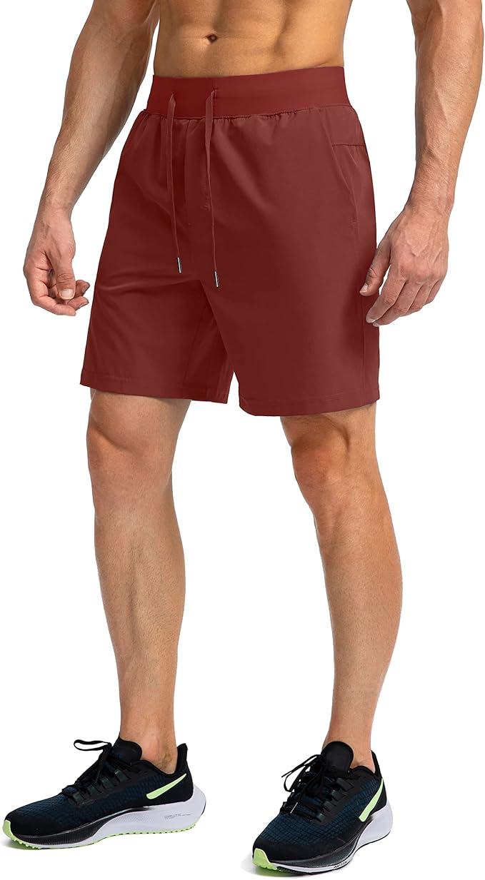 Men's Running Shorts with Zipper Pockets 9 Inch/ 7 Inch / 5 Inch Lightweight Quick Dry Gym Workout Athletic Shorts for Men(7 Inch)