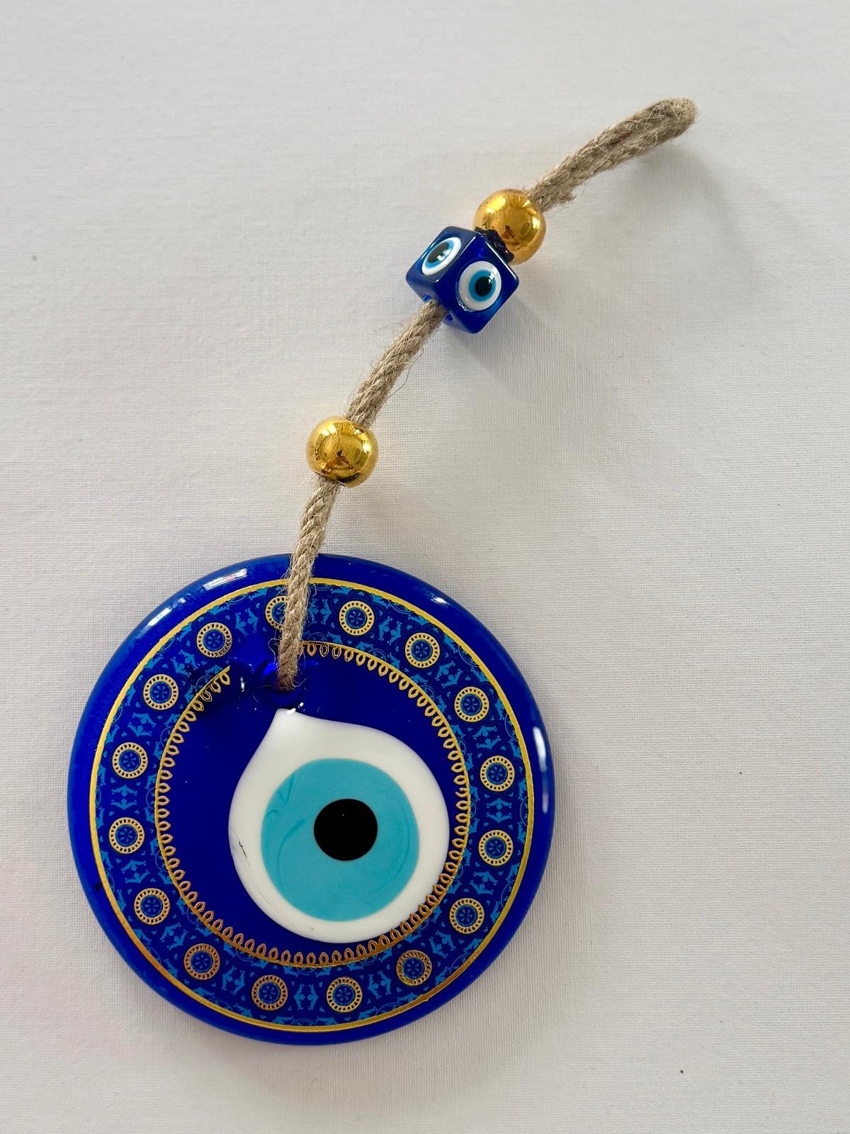 Casasofte Evil Eye 4.3 inch Hanging Wall Ornament – Handmade Blue Glass Amulet – Traditional Nazar Charm for Home, Office & Gifts (Star Design)