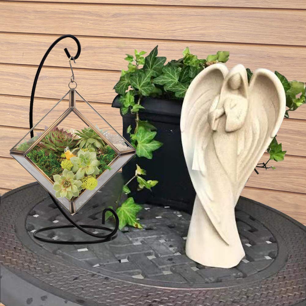 DaskFire Christmas Ornament Display Stands 9in, 10 Pack Black Iron Hanging Stand Rack Holder for Halloween Decoration, Glass Globe Air Plant Terrarium, Witch Ball and Home Wedding