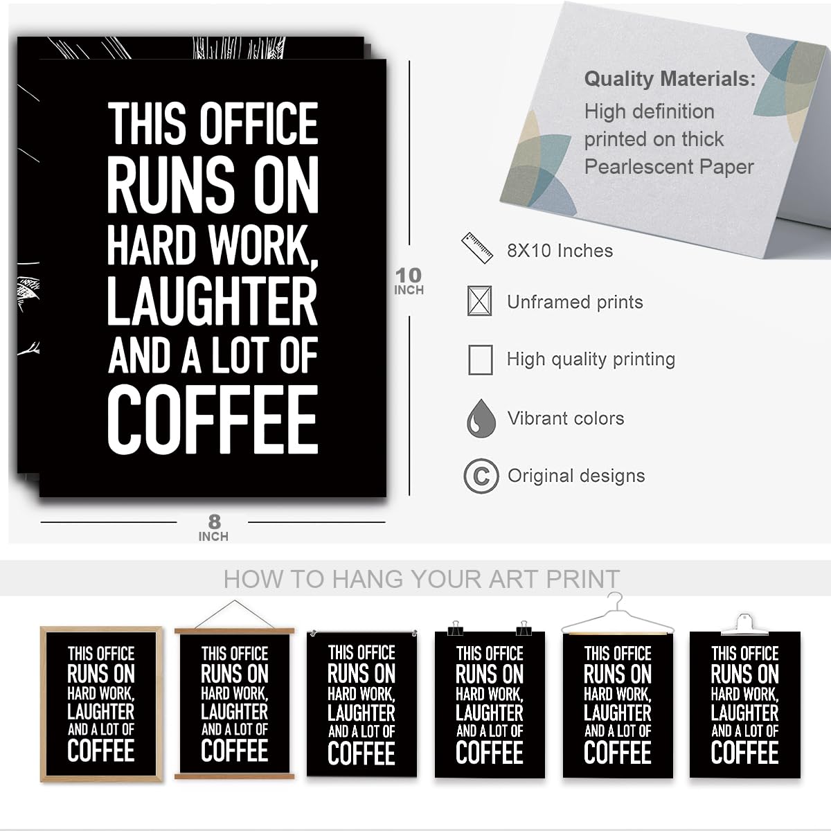 4 Pcs Inspirational Wall Art Team Office Prints Positive Teamwork Quote Wall Decor Paintings Posters for Office Home Bedroom Living Room, Motivational Gifts for Men, Coworker, Team Leader, Unframed