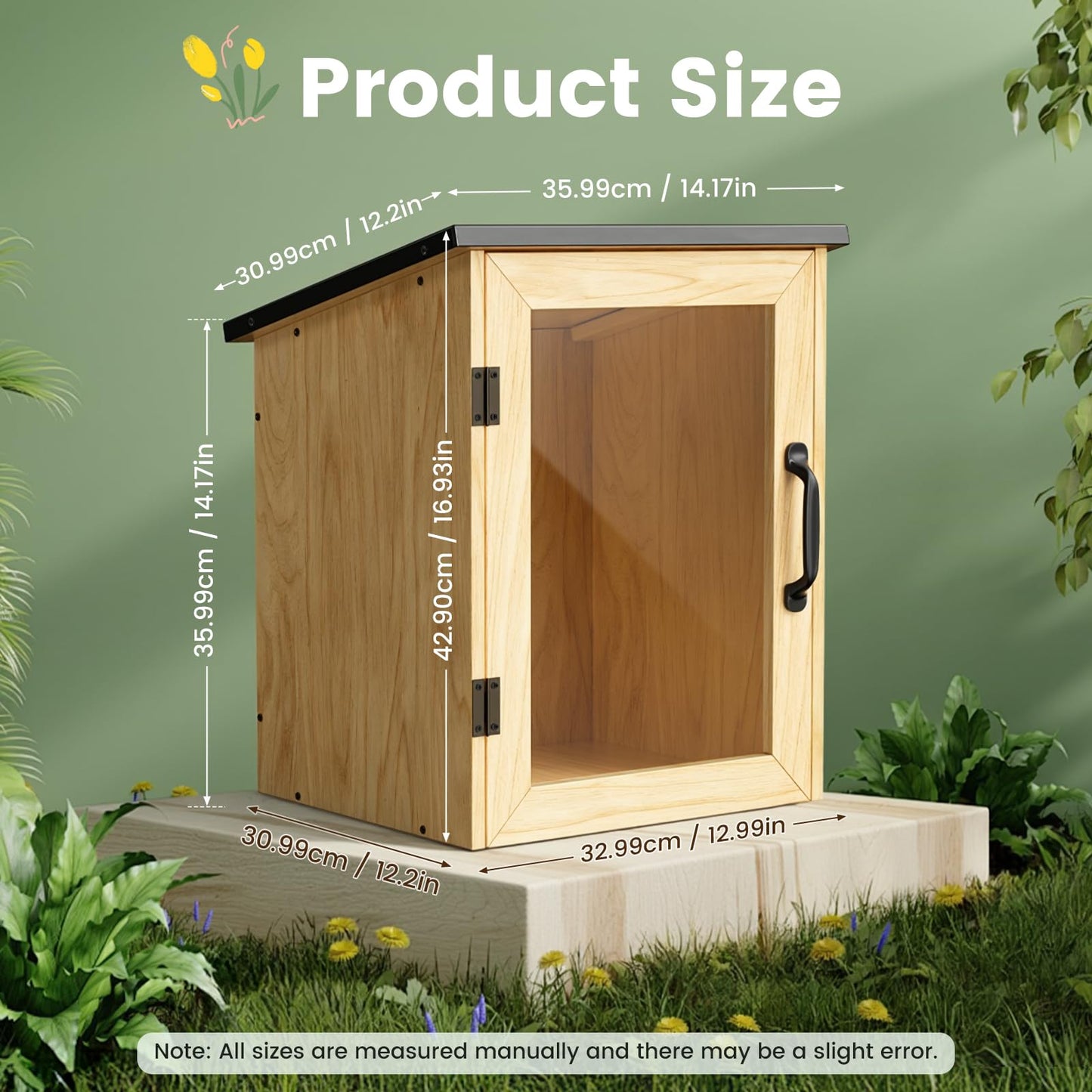 Outdoor Library Book Box Storage, Waterproof Solid Wood Cabinet for DIY, Community & School Sharing – Weatherproof Neighborhood Book Exchange for Literature, Magazines & Newspapers(13"W x 12"D x 17"H)